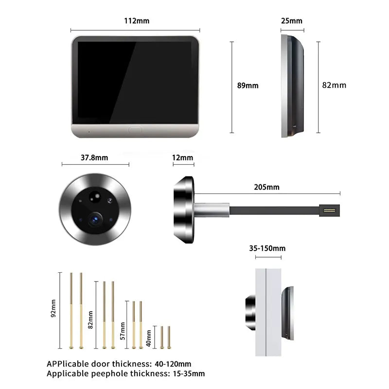 New Security Tuya Peephole Camera Wide Angle Smart Home WiFi Video 1080P Eye 5000mAh No Feel PIR Motion Alarm Alexa Door Viewer