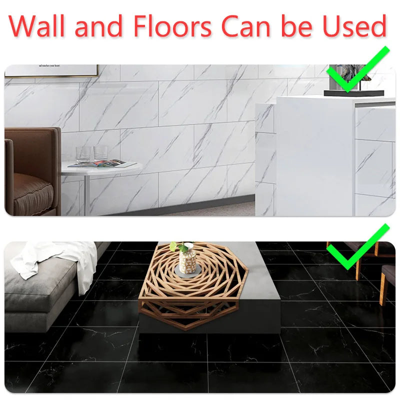 Thick Self Adhesive Tiles Floor Stickers Marble Bathroom Ground Wallpapers PVC Bedroom Furniture Wall Sticker Room Decor Modern