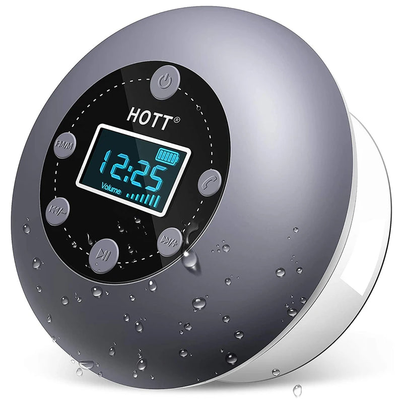 Waterproof Shower Radio Wireless Bluetooth Speaker Portable Bathroom Speaker Outdoor Music Player Hands Free Call FM LCD Display