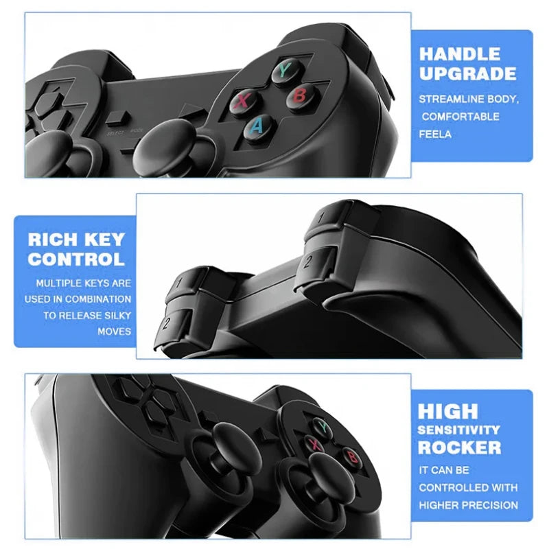 M8 64GB Retro Video Game Consoles 2.4G Wireless Console Game Stick 4K 20000 Games Portable Dendy GameStick For GBA/MD/PS1