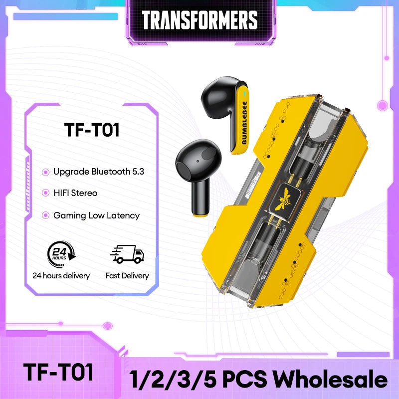 Transformers TF-T01 TWS Earphones Bluetooth 5.3 Wireless Earphone Low Latency HIFI Stereo Headset Gaming Music Dual Mode Earbuds