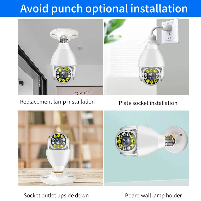 360° 5G Wifi Panoramic Bulb Camera 10pc Infrared Lamps Night Vision Motion Detect 720P HD Surveillance Mini Security CCTV IP Cam