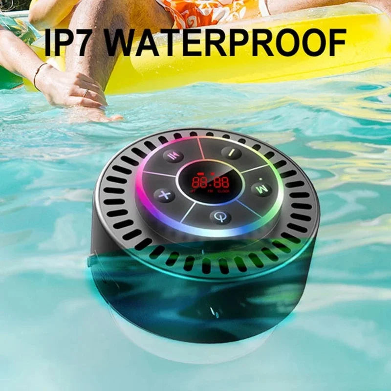 With FM Radio Bathroom Suction Cup Waterproof IPX7 Mini Bluetooth Speaker Subwoofer Portable Time Display Speaker Soundbar TWS