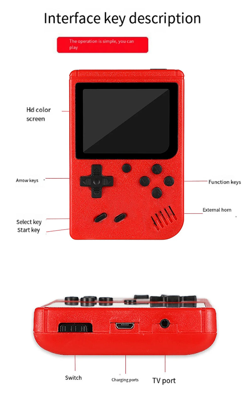 Retro Classic Games Children's Handheld Small Game Console With 400 Game Charging Can Be Connected To The TV