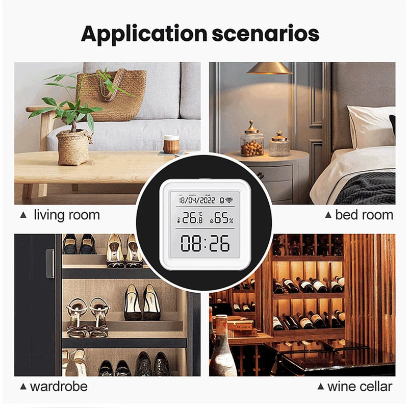 Tuya WIFI Temperature Humidity Sensor Indoor Hygrometer Thermometer Detector Smart Life Remote Control Support Alexa Google Home