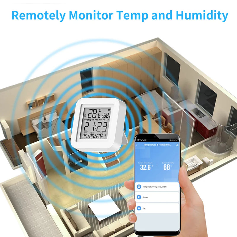 Tuya WiFi Temperature and Humidity Sensor Thermometer for Home Automation for Smart Home Work For Alexa Google Home