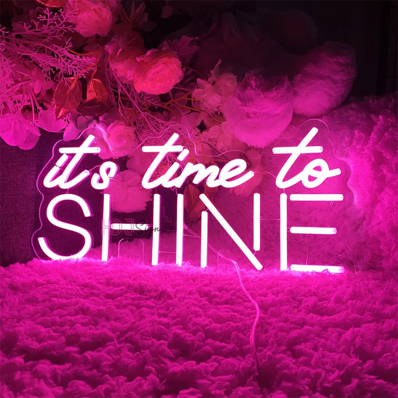 Neon Led Sign It Is Time To Shine LED Lights Sign USB Home Bedroom Party Bar Decoration Neon Lamps Room Wall Decor