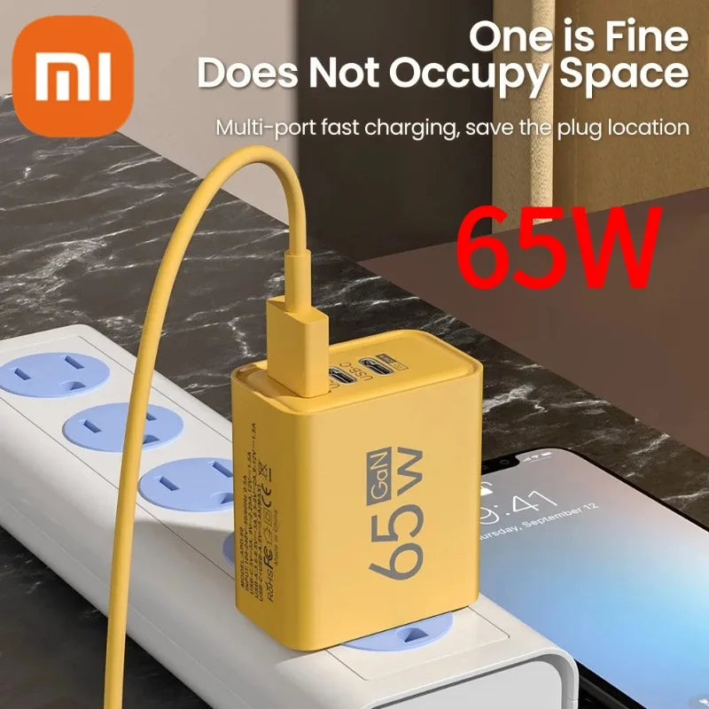 Xiaomi 65W Super Fast Charger Type-C Quick Charge 3.0 USB Charger Adapter For iPhone Samsung Xiaomi PD USB Charger 3 Ports