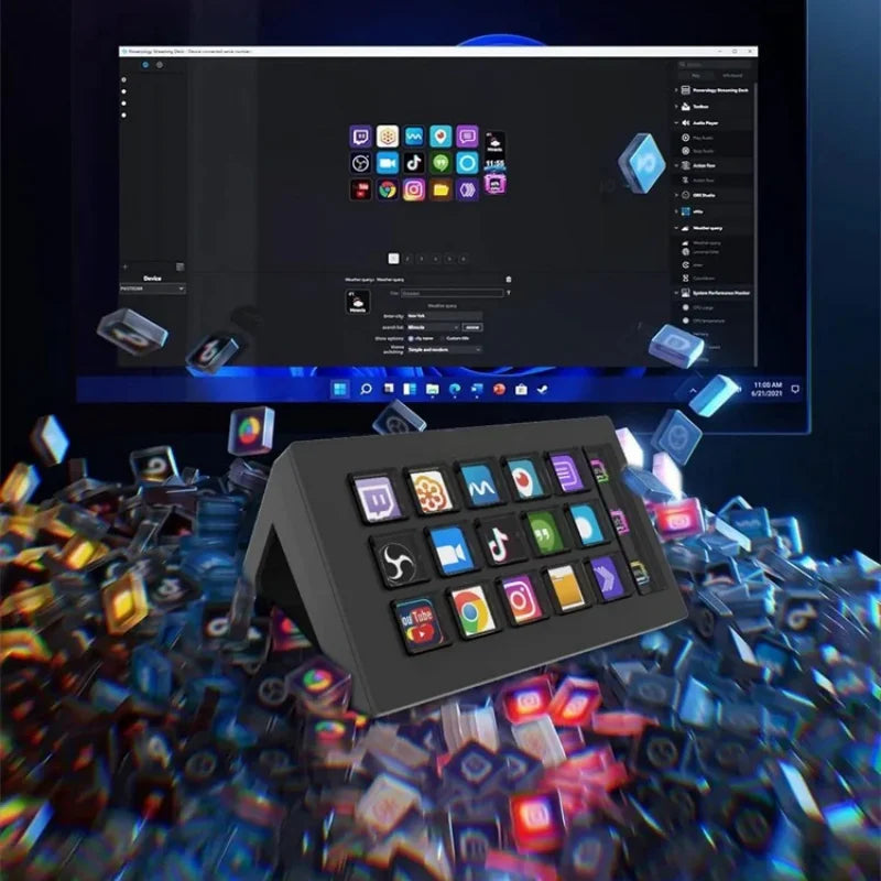 Stream Deck Controller Production For Livestream Video Design Custom Macro Lcd Keys Info Displa Twitch Actions Obs,Black/White