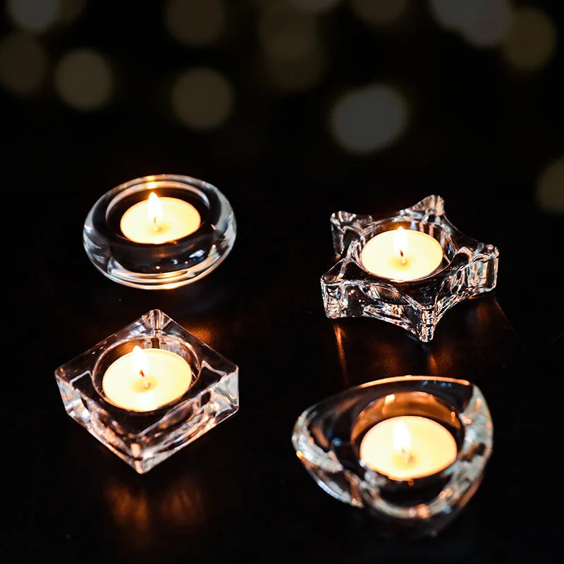 European Small Glass Candle Holder Night Tea Light Bar Home Candlesticks Creative Decor