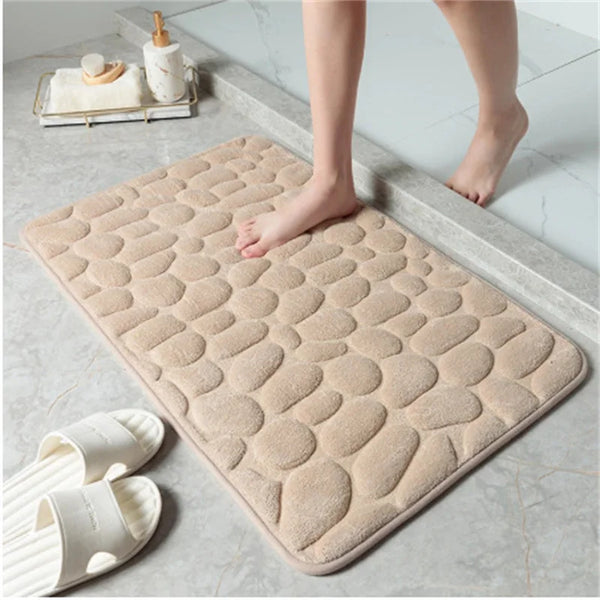 Memory Foam Cobblestone Mat  Bathroom Bath Mat Cobblestone Embossed Non Slip Mat In Bathtub Floor Rug Shower Room Doormat