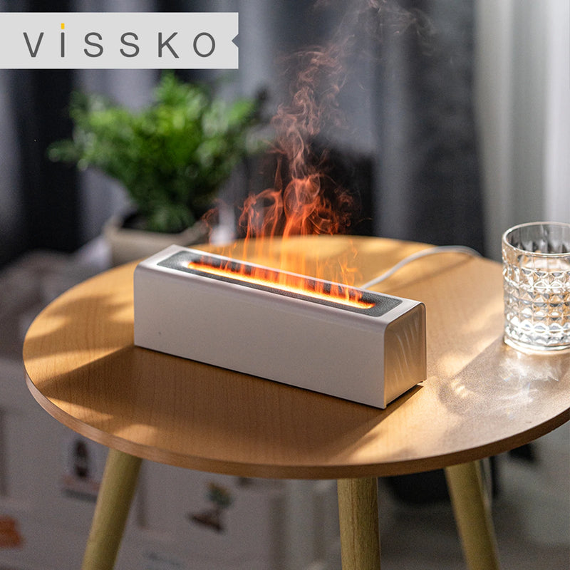 Vissko Colorful Flame Diffuser USB Air Humidifier Aromatherapy Essential for Bedroom Yoga Home Oil Diffuser Fragrance Diffuser