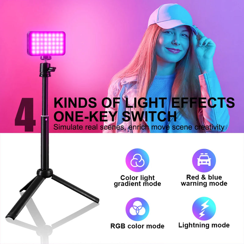 LUXCEO LED Photography Video Light Panel Lighting RGB Camera Photo Studio Lamp Kit Rechargeable For Shoot Live Streaming Youbube