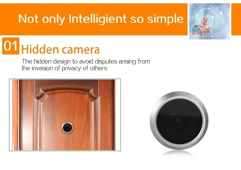 4.3 Inch Peephole Doorbell 145° Wide Angle Camera Doorbell 720P Visual Door Monitor Security Doorbell for Home Apartment Cat Eye