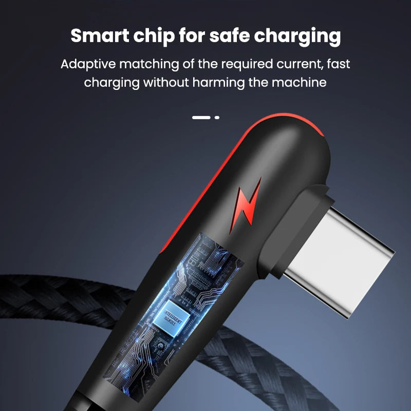 Olaf 90 Degree Elbow USB Type C Cable Fast Charging Braided Data USB C Cable for Samsung Xiaomi Mobile Phone USB Charger Cable