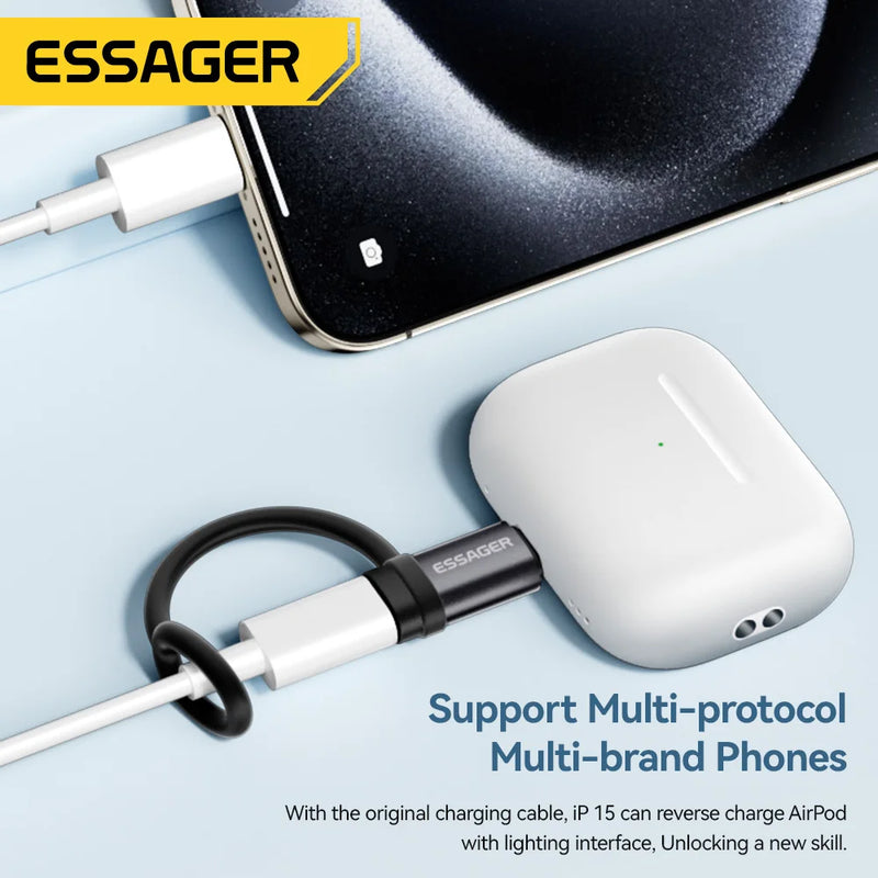 Essager Lighting To USB C Adapter 3A Fast Charging OTG for iPhone 15 xr Pro Type C To Lighting iPhone Connector OTG Converter