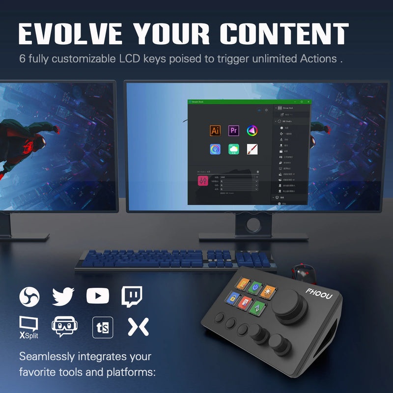 StreamDeck Global Edition Stream Deck LCD Live Content Creation Controller Custom Visual Keyboard Button For Win/Mac