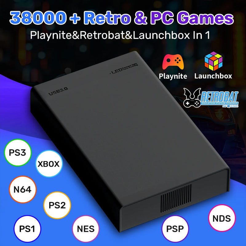 500G Portable Video Gaming Consoles For PS2/PS3/PS1/N64/Xbox/MAME/NDS/NES/PSP/DC/Wii External Game Hard Drive With 38000+ Games