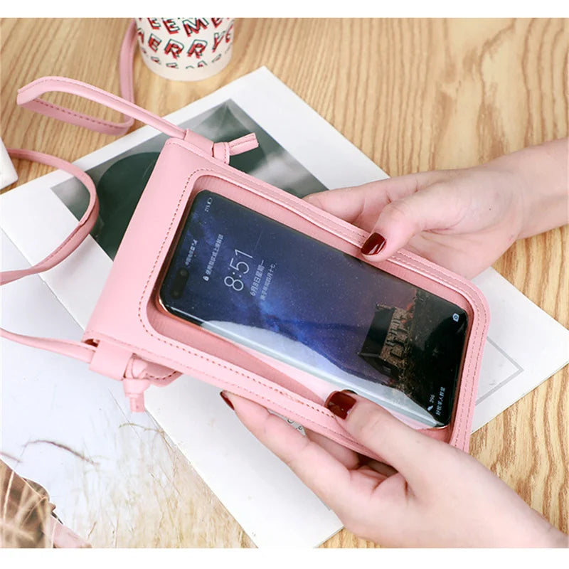 Fashion Ladies Small Crossbody Messenger Bags Touch Screen Cell Phone Purse Women Shoulder Phone Wallet Pu Leather Card Holder