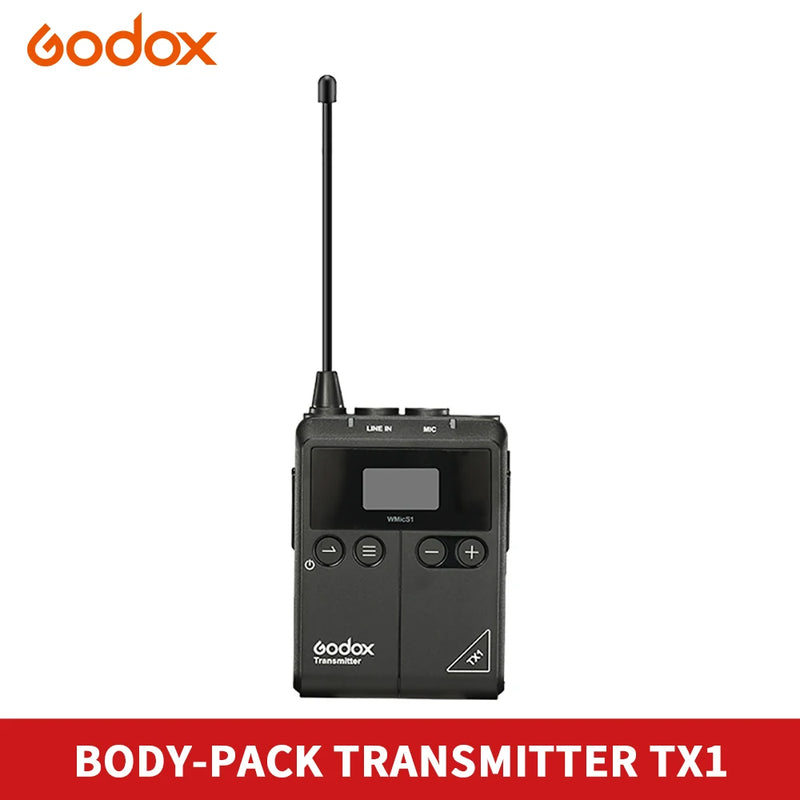 Godox WMicS1 Mic Kit Transmitter Receiver UHF Wireless Microphone System Distance Wireless Up To 100m For Sony Nikon Canon DSLR