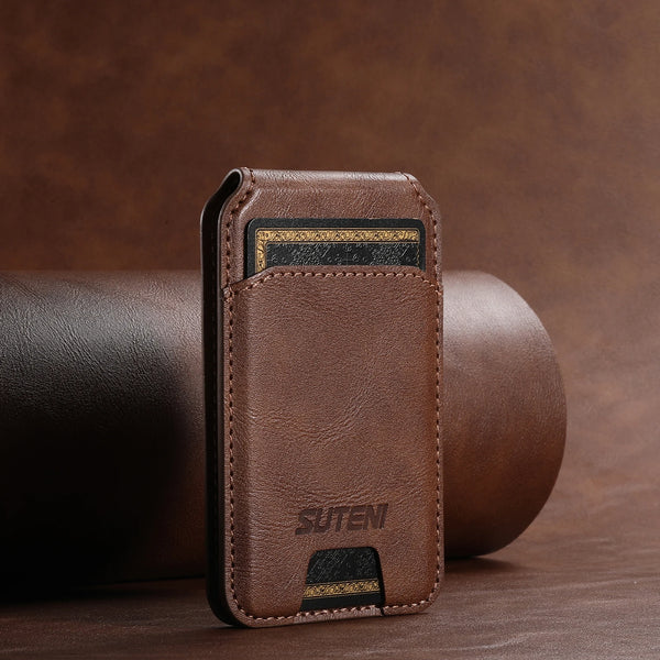 SUTENI Luxury Magsafe Leather Mobile Phone Wallet Flip Pocket Card Storage Bag Wallet