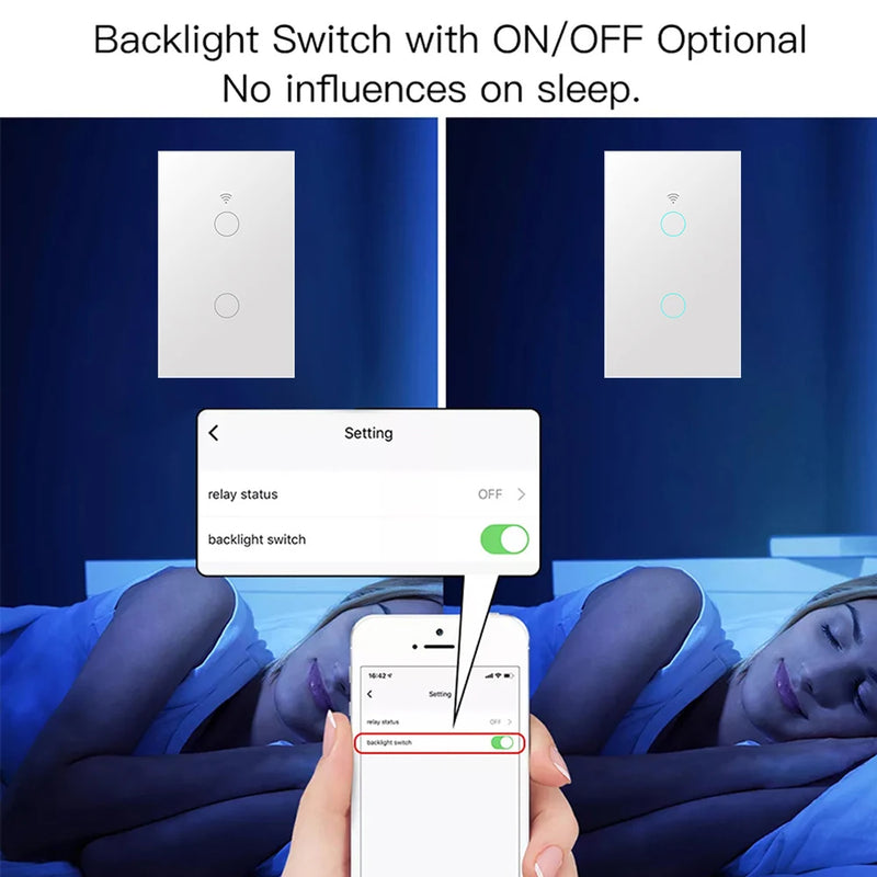 Tuya WiFi Smart Switch Glass Screen Touch Panel EU US 1/2/3/4 Gang Light Switch Works With Smart Life Alexa Google Home Alice