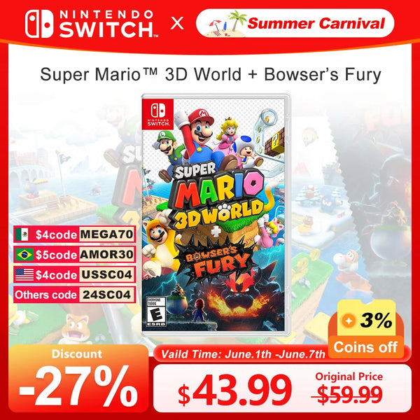 Super Mario 3D World Bowser Fury Nintendo Switch Game Deals 100% Official Original Physical Game Card for Switch OLED Lite