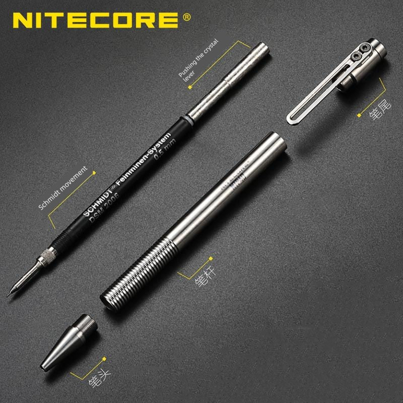 Nitecore Ntp40 Titanium Alloy Propelling Pencil Schmidt Movement Stylish Defense Outdoor Carry Portable EDC