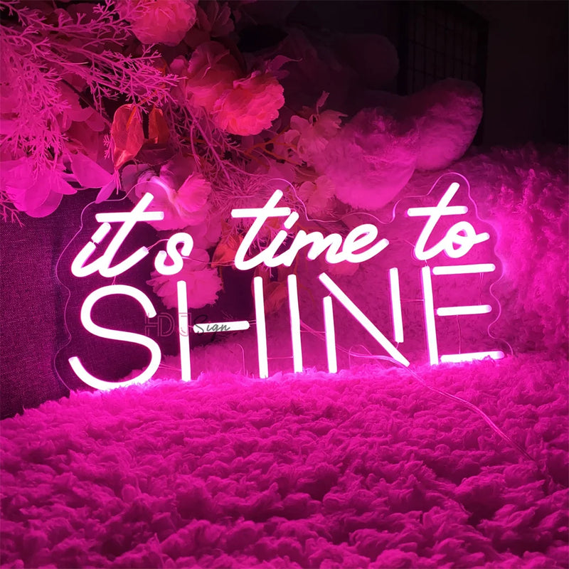 Neon Led Sign It Is Time To Shine LED Lights Sign USB Home Bedroom Party Bar Decoration Neon Lamps Room Wall Decor