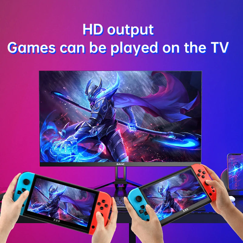 X80 Retro Handheld Portable Game Console 7inch 800*480 HD Screen 20000+ Classic Games Pocket Game Console Video Game Console