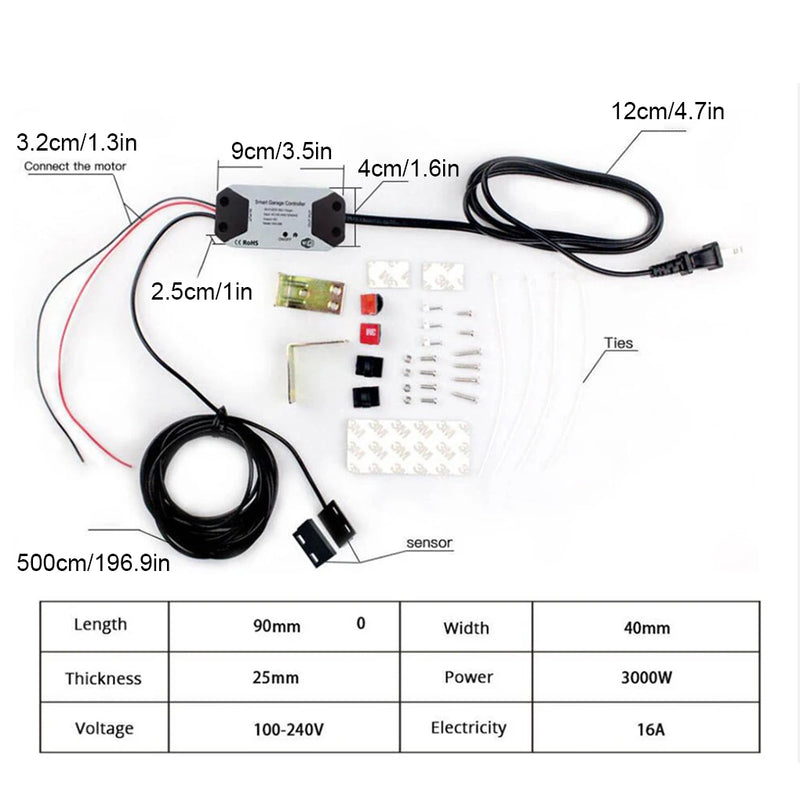 WiFi Switch Smart Garage Door Opener Controller Work With Alexa Echo Google Home SmartLife/Tuya APP Control No Hub Require