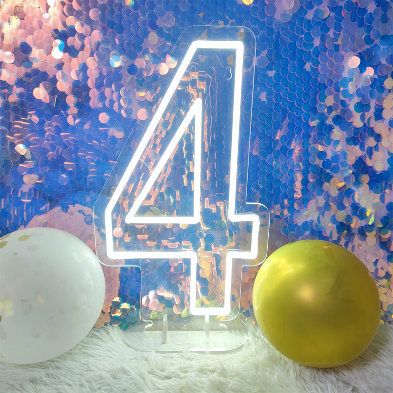 40cm 0-9 Wedding Numbers Neon Lights Sign Birthday Home Decor Room Decoration Night Lights Bedroom Neon Lamps Led Luminous Signs