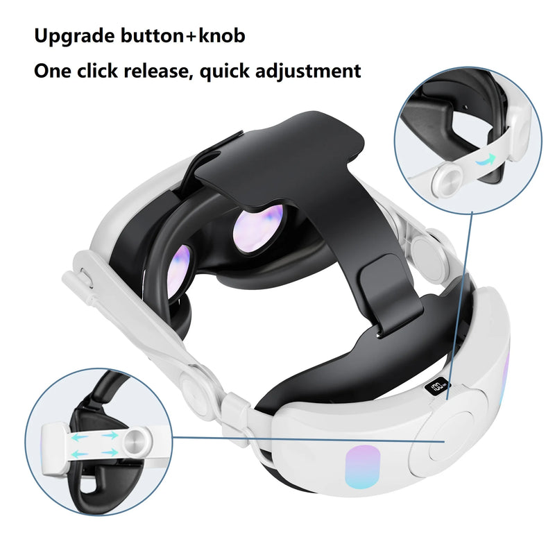 Elite Head Strap Comfortable Sponge Headwear Charging Headset with Built-in 6000mAh Batteries for Meta Quest 3 VR Accessories