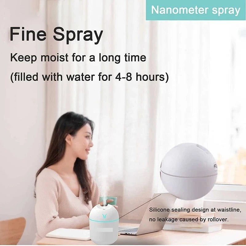 250ml Humidifiers Mini Air Humidifier Aroma Essential Oil Aromatherapy humidifiers Diffuser for Home Car with LED Night Lamp