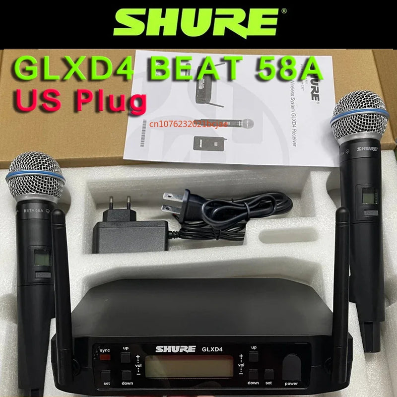 Shure GLXD 4 BETA 58A Wireless Microphone Set 2 Handheld Microphones Dynamic Professional Handheld Party Stage Karaoke640-690MHZ