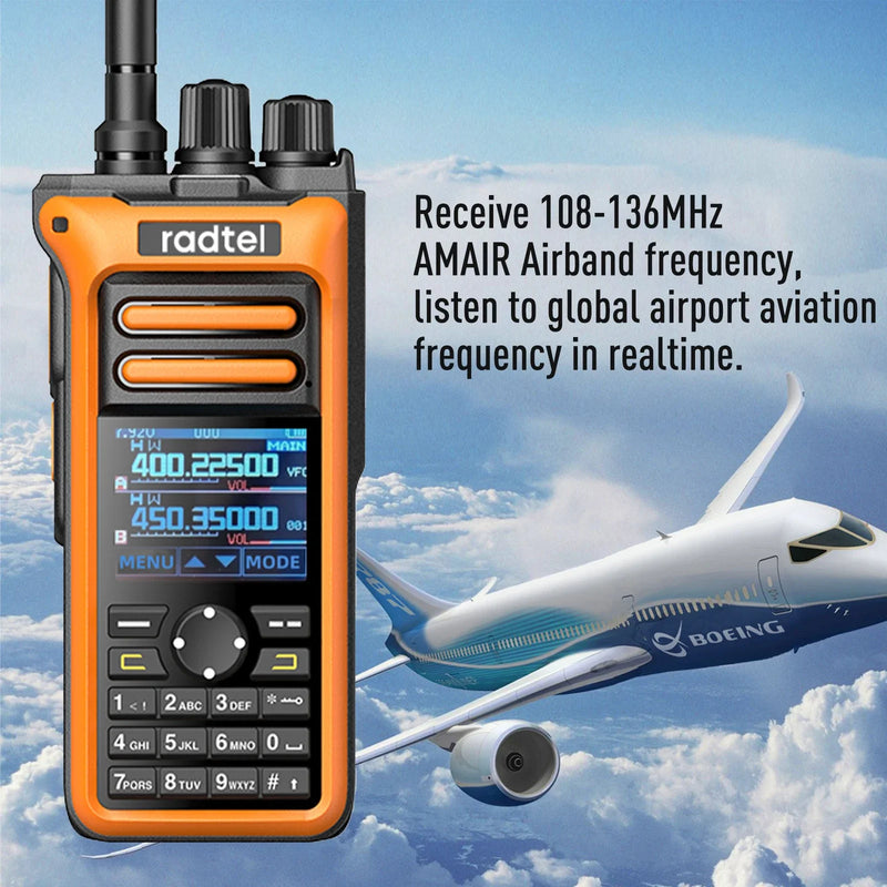 Radtel RT-752 10w Air Band Walkie Talkie Full Band Amateur Ham 199CH  HT USB-C Battery NOAA FM AM Recording  Vibration