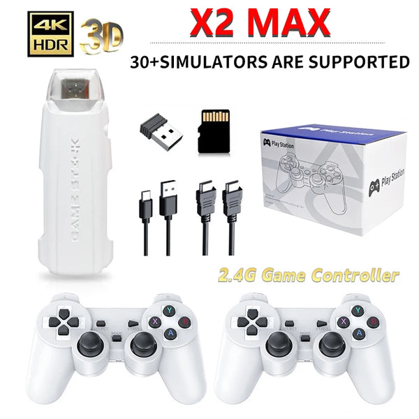 X2 max Game Stick Pro 4K Game Stick HD Video Game Console 3D Retro Built-in 30000 Games 40+ Simulators With Wireless Controller