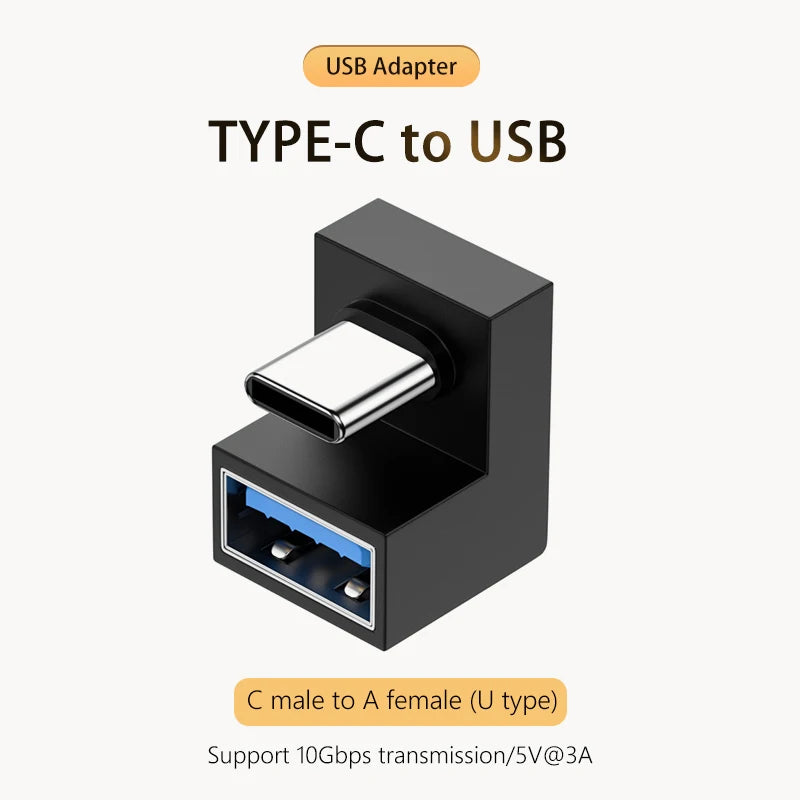 5A Type-C OTG Adapter 240W Fast Charging Data Converter USB 4.0 40Gbps Support 8K 60hz USB C 90/180 Degree Elbow Adapter