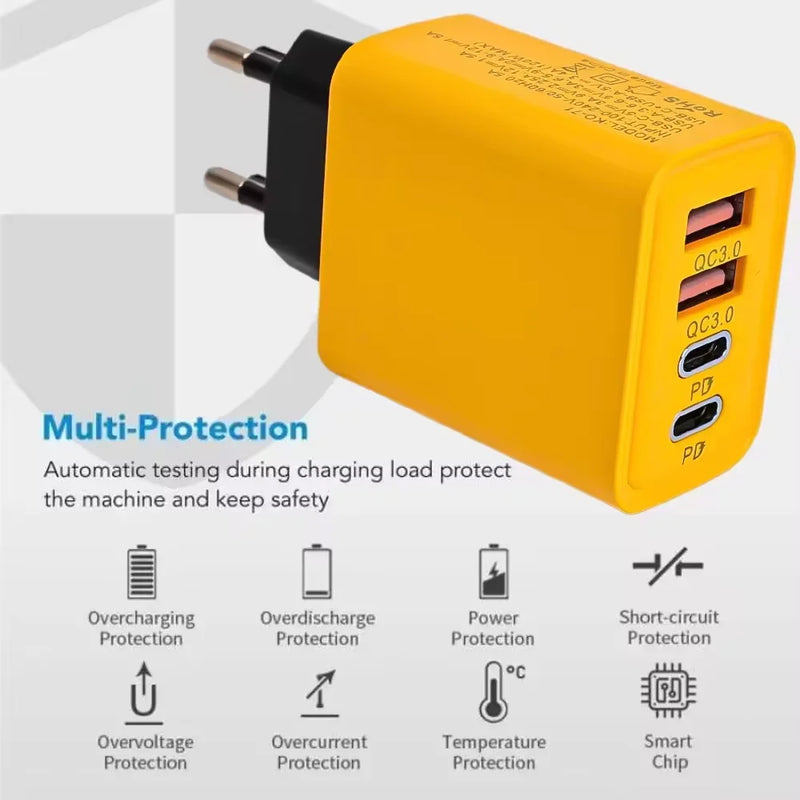 Xiaomi 120W 4 Ports Fast Charger USB Type C Quick Mobile Phone Charger EU US Plug Charger Adapter For iPhone 15 Pro Max Samsung