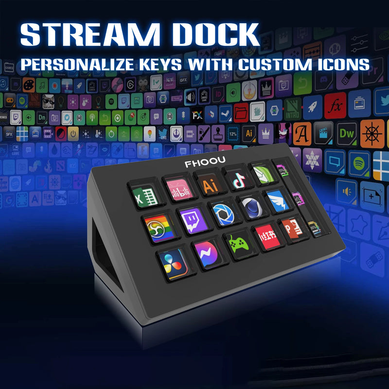 StreamDeck Visual Keyboard LCD Button 15 Keys Live Content Creation Controller Custom Button Stream Deck For Windows/MacOS Gifts