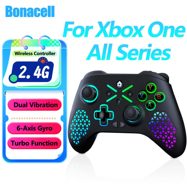 2.4G For Xbox One Controller Wireless Gamepad For Series X/S,PC RGB 6-Axis Vibration Video Game Control Hall Effect Joystick