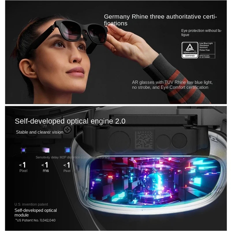 XREAL Air AR Glasses Smart Glasses with Massive 201" Micro-OLED Virtual Theater, Augmented Reality Glasses, Watch, Stream