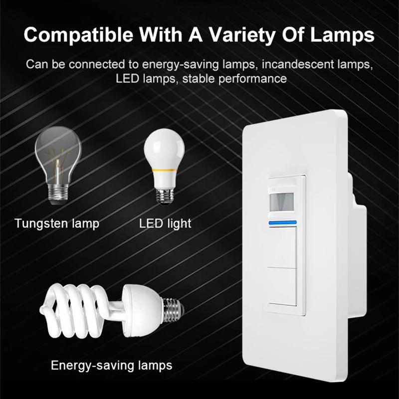 Tuya WiFi Smart PIR Motion Sensor US Standard 1/2 Gang Light Switch 15A AC100-250V Voice Control Works with Alexa Google Home