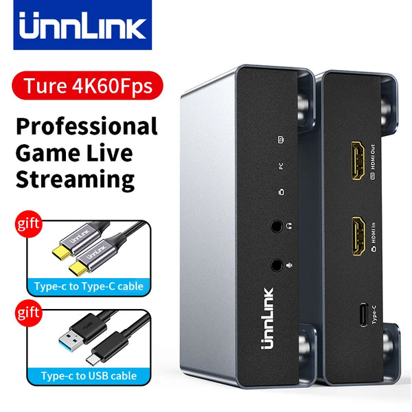 Unnlink 2K 120Fps Game Video Capture Card 4K 60Fps Live Streaming Recording for PS5/4 Xbox Switch