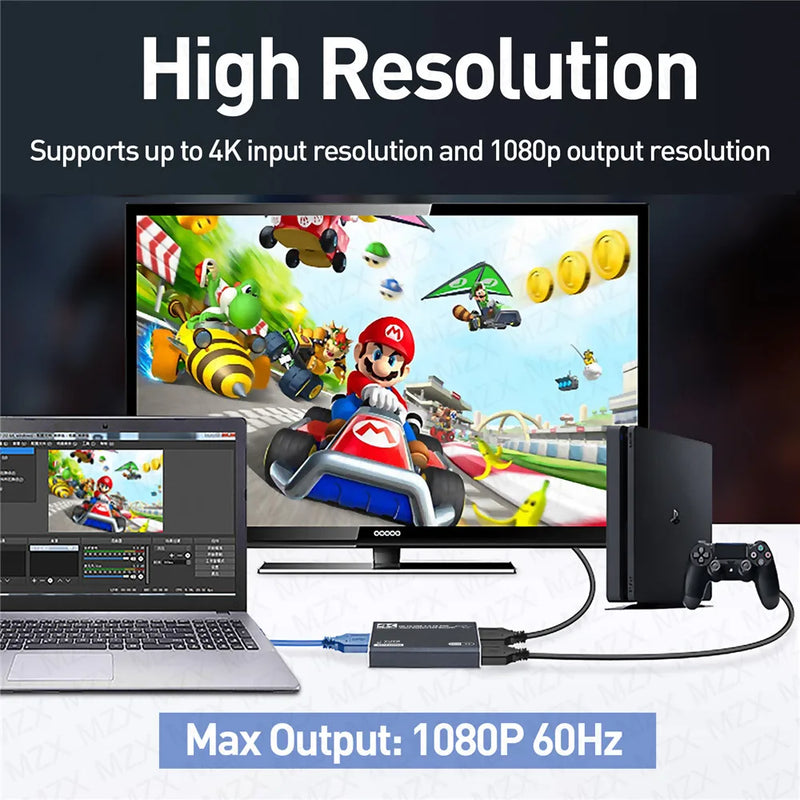 MZX Video Capture Card Board Box Recording 4K HDMI-Compatible 60Hz 30Hz USB3.0 1080P 60fps 30fps Grabber Capturing Game Capturer