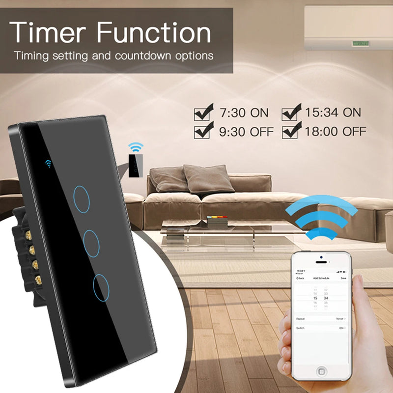 CORUI Tuya WiFi US EU Smart Touch Switch 1/2/3/4 Gang Smart Home Wall Button Works With Smart Life Alexa Google Home Alice