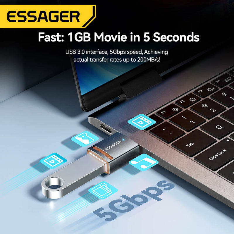 Essager USB3.0 OTG Adapter Type-C USB-A Micro Female to USB Micro iP Type-C Male Converter For Macbook Xiaomi iPhone OTG Adapter