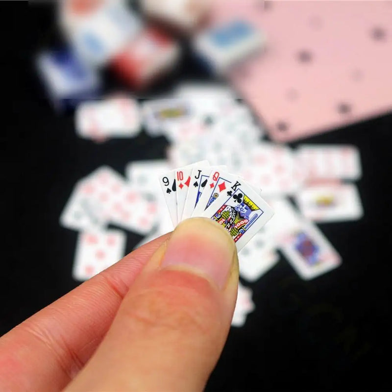 Cute MINI Miniature Games Poker MINI Playing Cards 15X10mm Miniature For Dolls Accessory Home Decoration High Quality Card Game