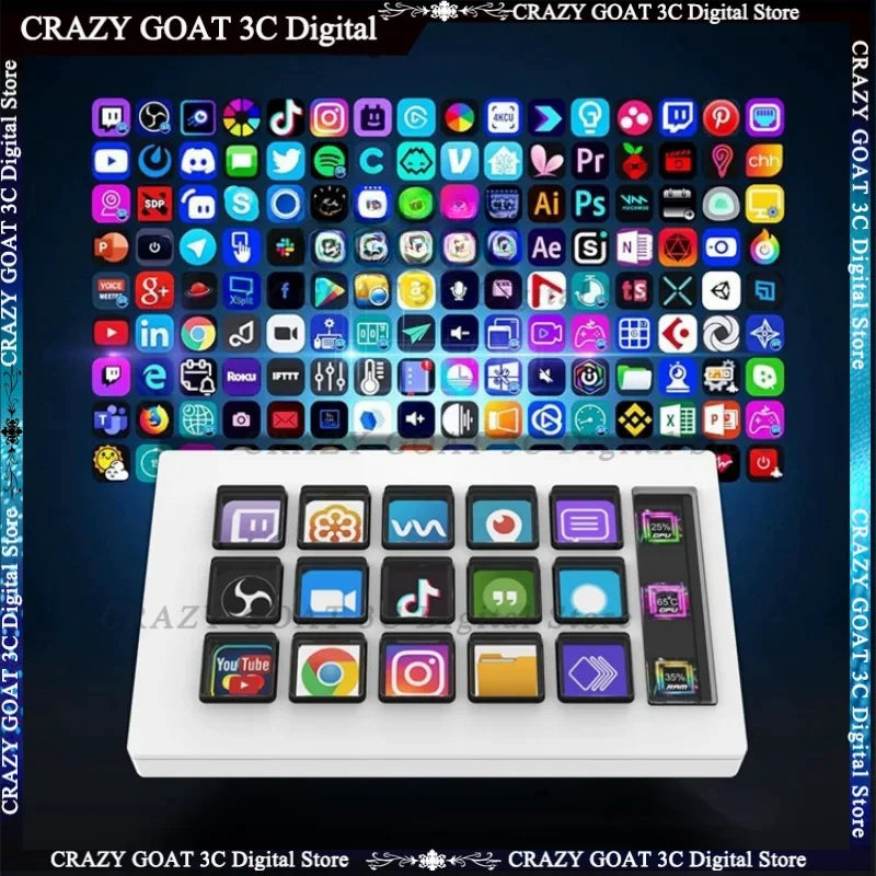 Stream Deck Controller Production For Livestream Video Design Custom Macro Lcd Keys Info Displa Twitch Actions Obs,Black/White