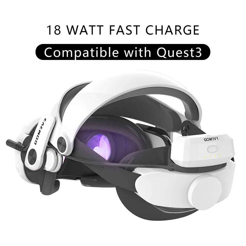 GOMRVR Comfort Battery Halo Head Strap Compatible with Meta Quest 3 Replancement of Elite Strap Enhanced Playtime and Support